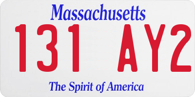 MA license plate 131AY2