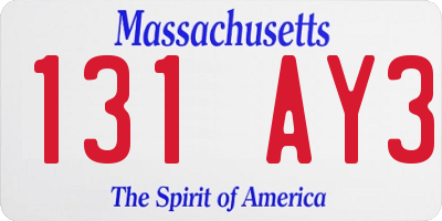 MA license plate 131AY3