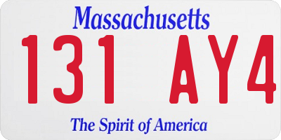 MA license plate 131AY4