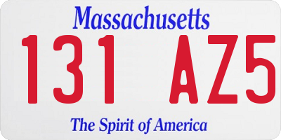MA license plate 131AZ5