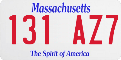 MA license plate 131AZ7