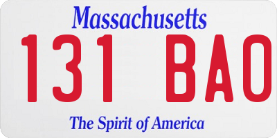 MA license plate 131BA0