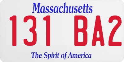 MA license plate 131BA2