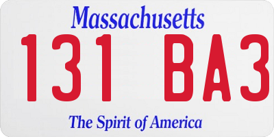MA license plate 131BA3