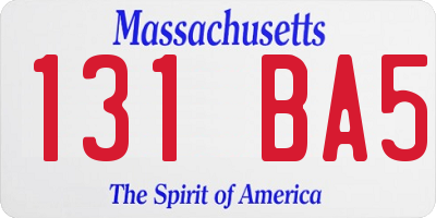 MA license plate 131BA5