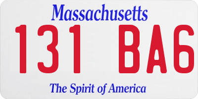 MA license plate 131BA6