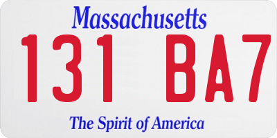 MA license plate 131BA7
