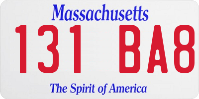 MA license plate 131BA8