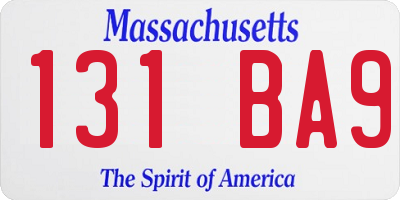 MA license plate 131BA9