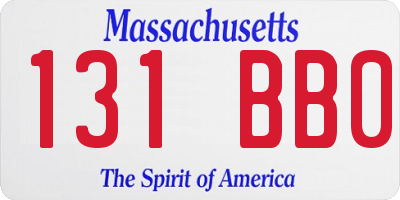 MA license plate 131BB0