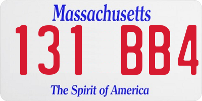 MA license plate 131BB4