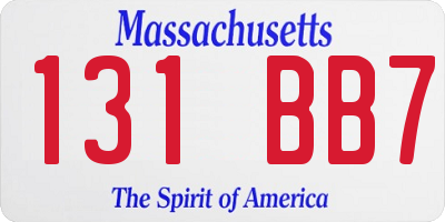 MA license plate 131BB7