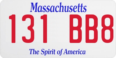MA license plate 131BB8