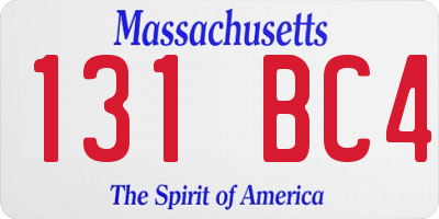 MA license plate 131BC4