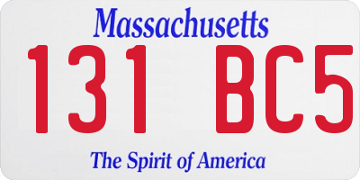 MA license plate 131BC5