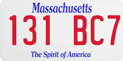 MA license plate 131BC7