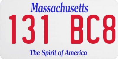 MA license plate 131BC8