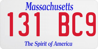 MA license plate 131BC9