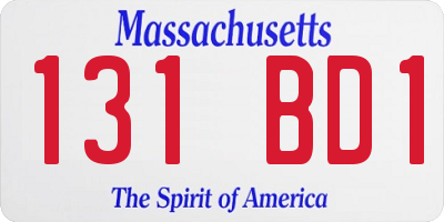 MA license plate 131BD1