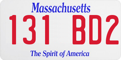 MA license plate 131BD2
