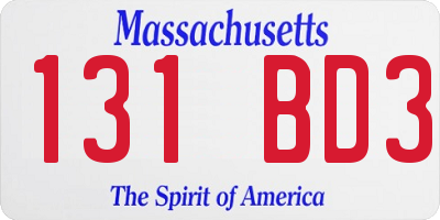 MA license plate 131BD3