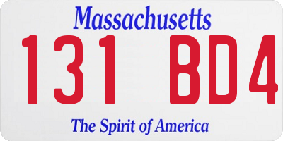 MA license plate 131BD4
