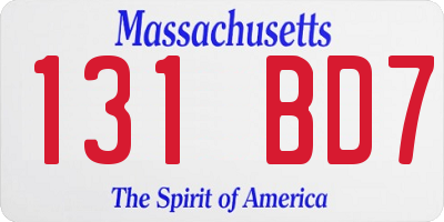MA license plate 131BD7
