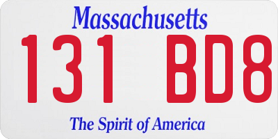 MA license plate 131BD8