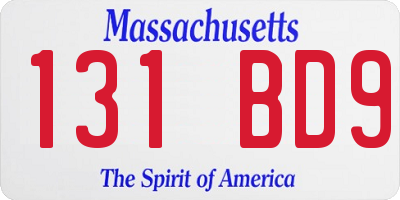 MA license plate 131BD9