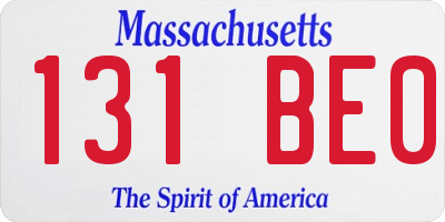 MA license plate 131BE0