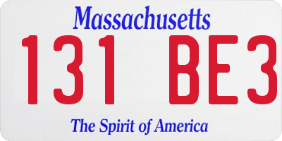 MA license plate 131BE3
