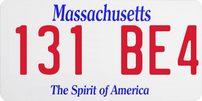 MA license plate 131BE4
