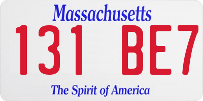 MA license plate 131BE7