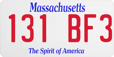 MA license plate 131BF3