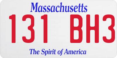 MA license plate 131BH3