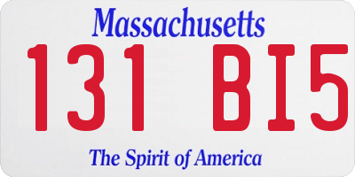 MA license plate 131BI5