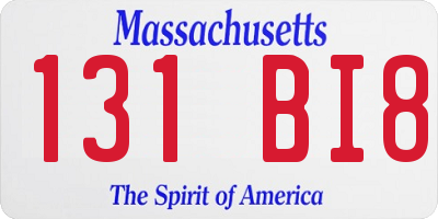 MA license plate 131BI8