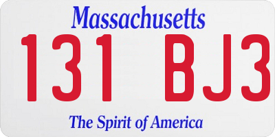 MA license plate 131BJ3