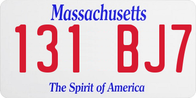 MA license plate 131BJ7
