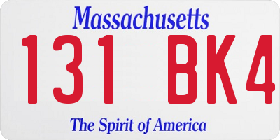 MA license plate 131BK4