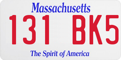 MA license plate 131BK5