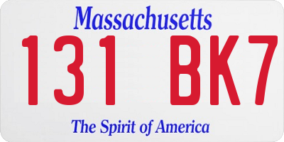 MA license plate 131BK7