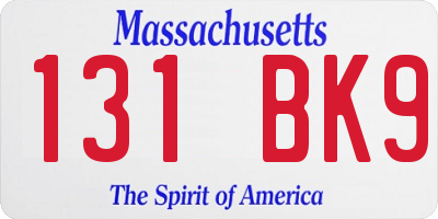 MA license plate 131BK9