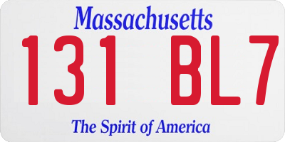 MA license plate 131BL7