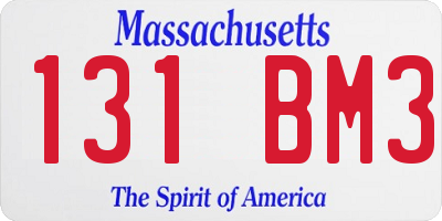 MA license plate 131BM3