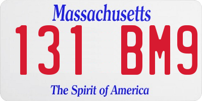 MA license plate 131BM9
