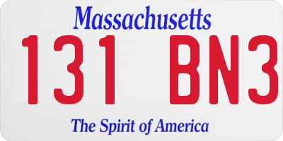 MA license plate 131BN3