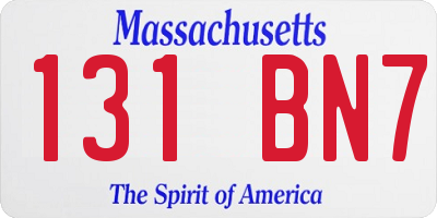 MA license plate 131BN7
