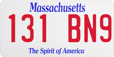 MA license plate 131BN9