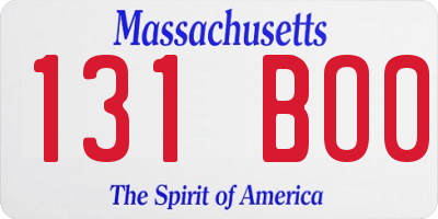 MA license plate 131BO0